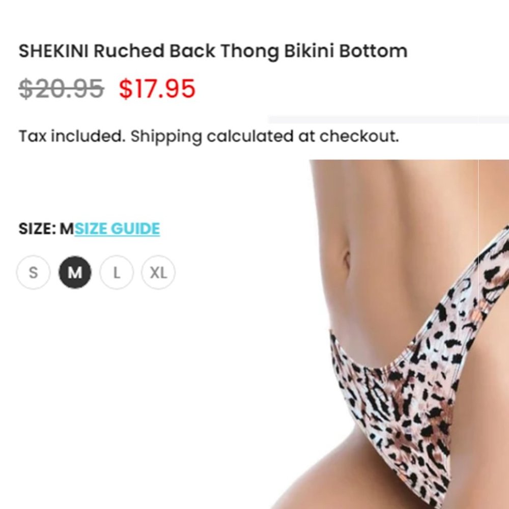 SHEKINI "Golden Leopard" Ruched Back Thong Bikini Bottom NEW WITH TAG! - Picture 5 of 7